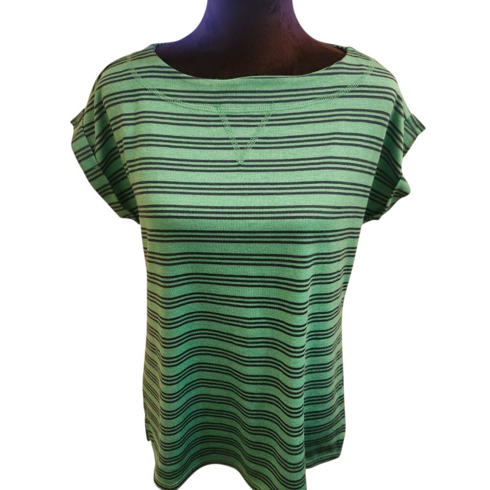 T By Talbots Green & Blue Stripe Top Size MP
